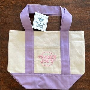 Trader Joe’s Purple and Cream Canvas Tote Bag